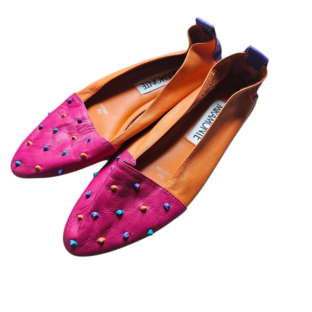 Miramonte Vintage Studded Leather Flats Multi Color Size 7M